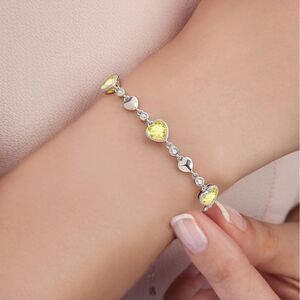 $5 Start Fri Psh Shw - Yellow Heart and 925 Silver Link Bracelet NIB